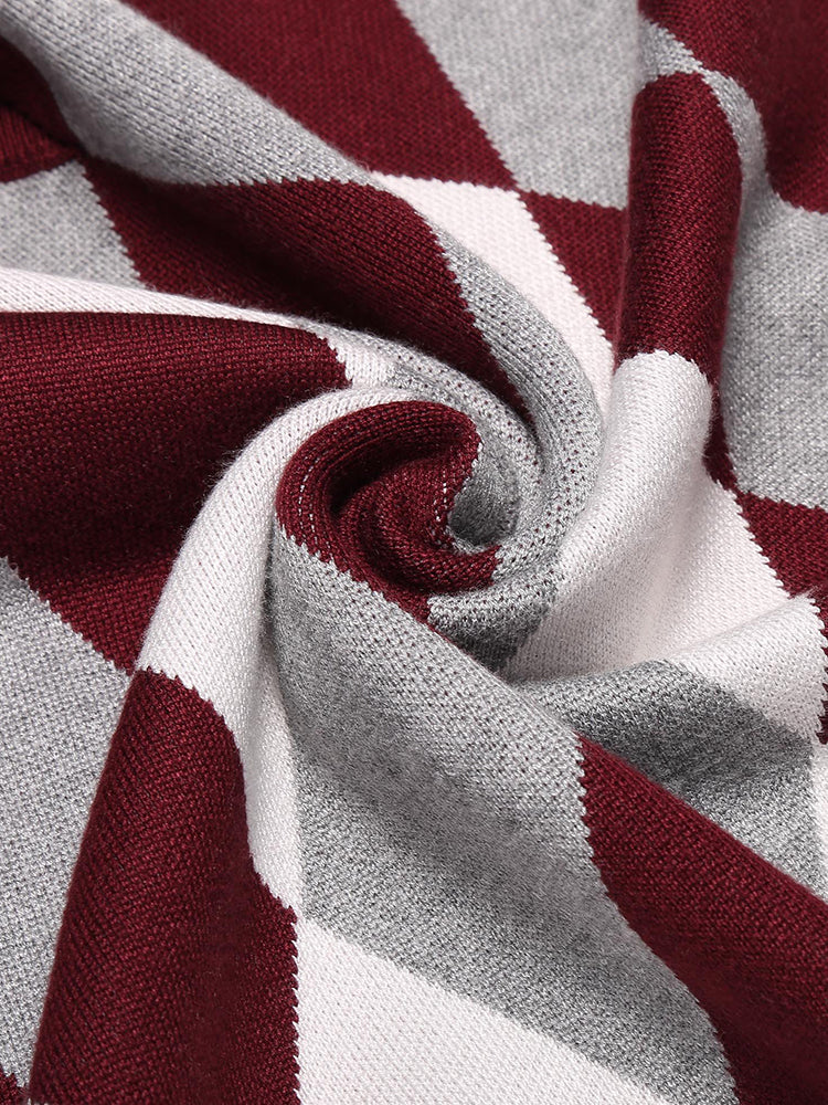 Casual Elastic Knit Pullover Argyle Vest (US Only)