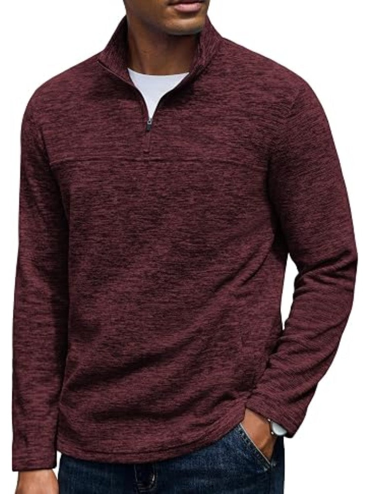 Fleece Quarter Zip Pullover Mock Neck Sweatshirt (US Only)