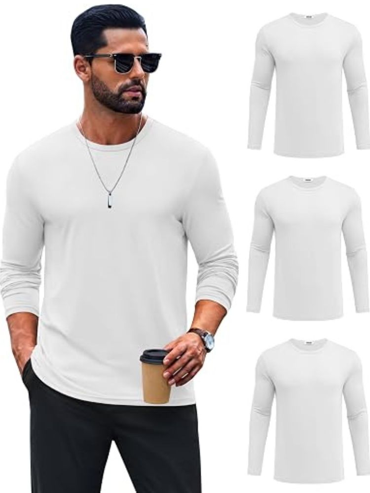 Crew Neck Long Sleeve Basic Soft Casual T-Shirt (US Only)