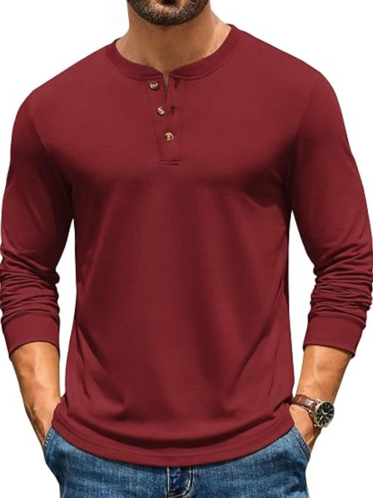 Henley Cotton Blend Casual Pullover Top (US Only)