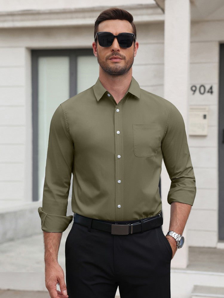 Wrinkle Free Slim Fit Long Sleeve Dress Shirt (US Only)