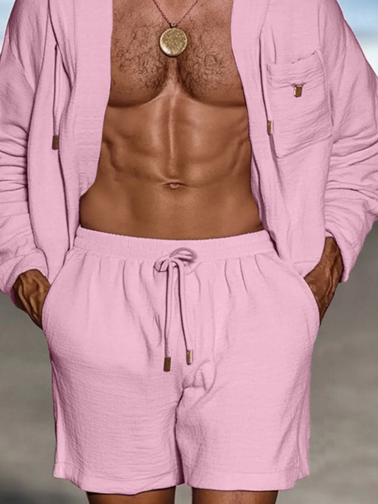 Resort Style Cotton Hooded Casual Set