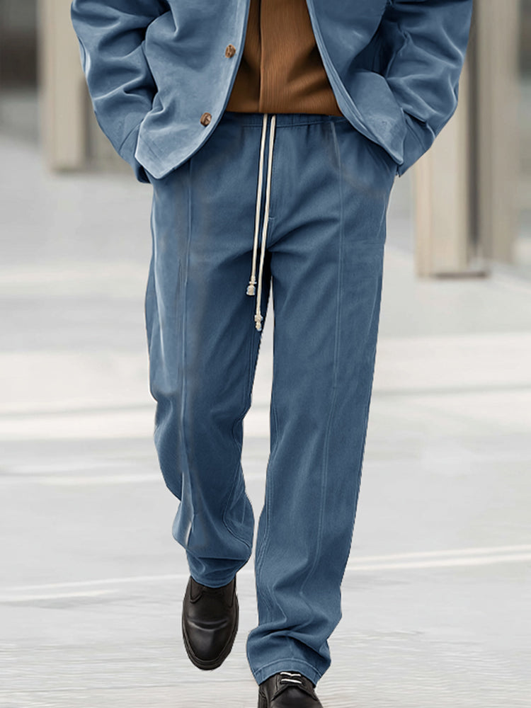 Smart Casual Suede Jacket Pants Set