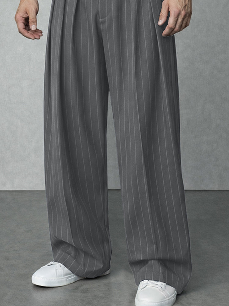 Modern Loose Fit Pinstripe Suit Pants