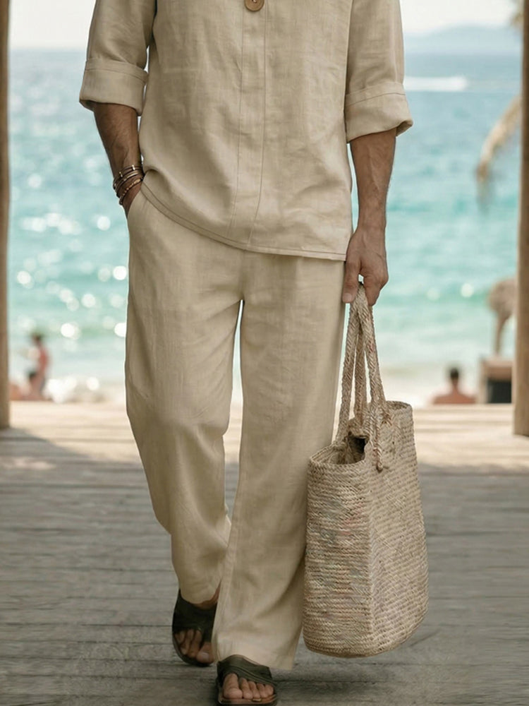 Minimalist Breathable 100% Cotton Shirt Pants Set