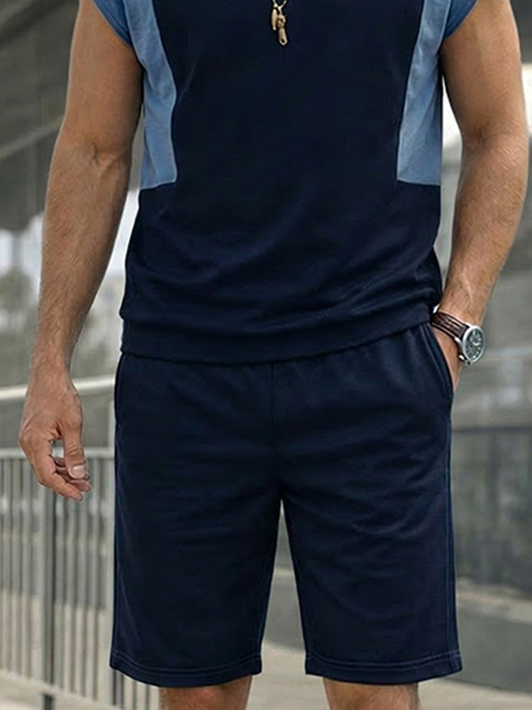 Athleisure Colorblock Tank Top and Shorts Set