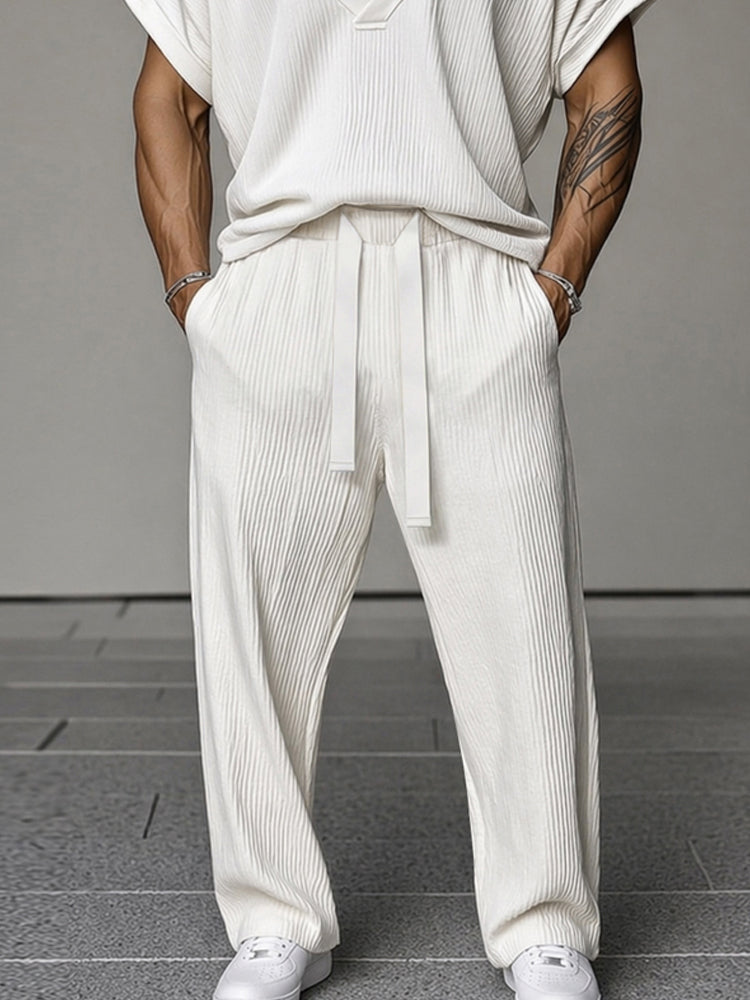 Urban Casual Relaxed Fit Drawstring Pants Set