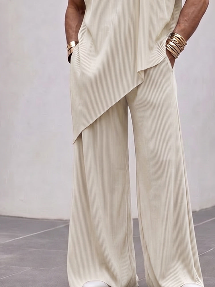 Minimalism Pit Stripe Sleeveless Matching Set