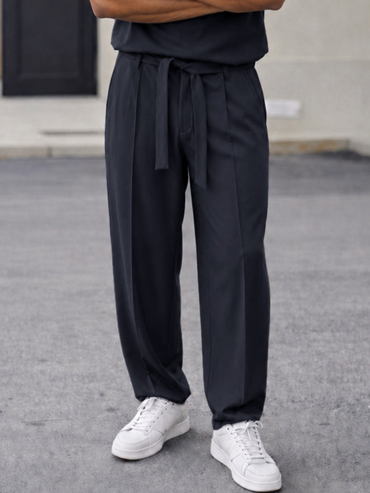 Casual Drawstring Design T-Shirt Pants Set