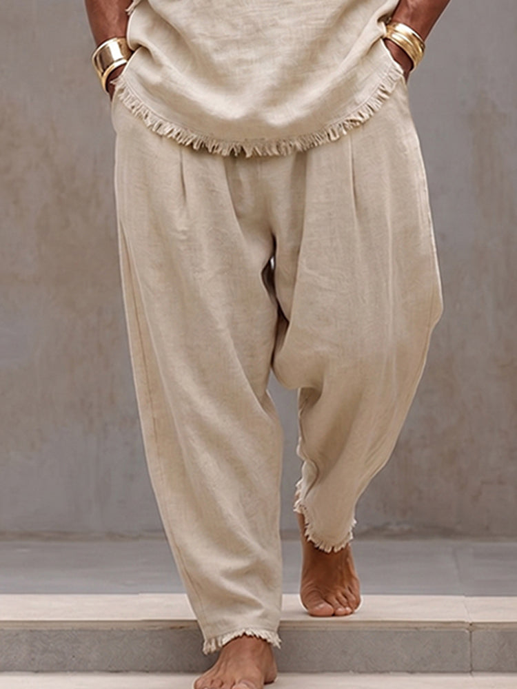 Minimalism Nature Raw Edge Cotton Matching Set
