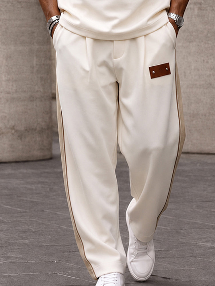 Urban Casual Contrast Patchwork Matching Set