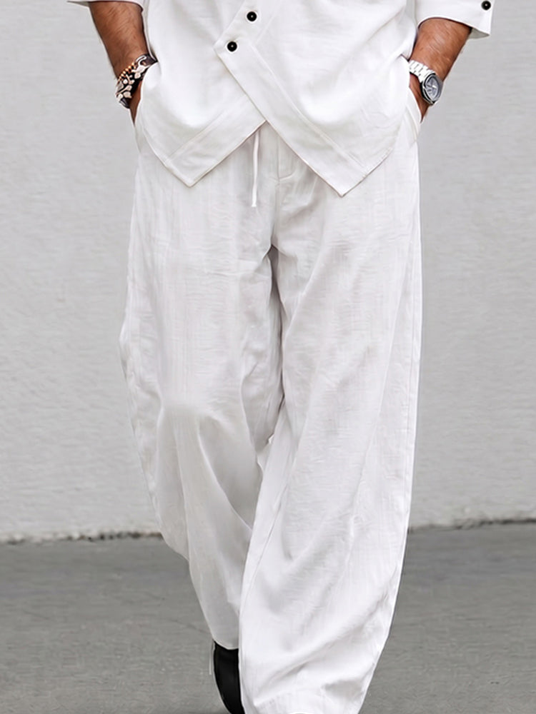 Unique Irregular Placket Shirt Pants Set