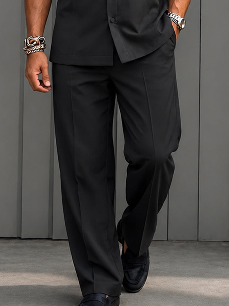 Casual Metal Button Accent Shirt Pants Set