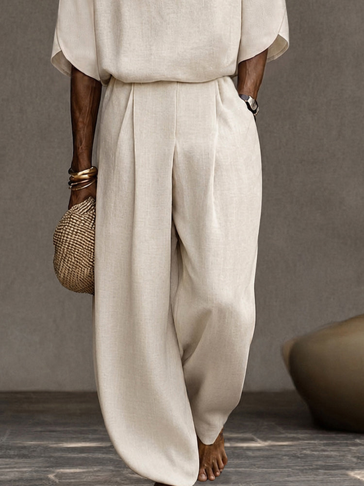 Leisure Designer Collar Shirt and Pants Set