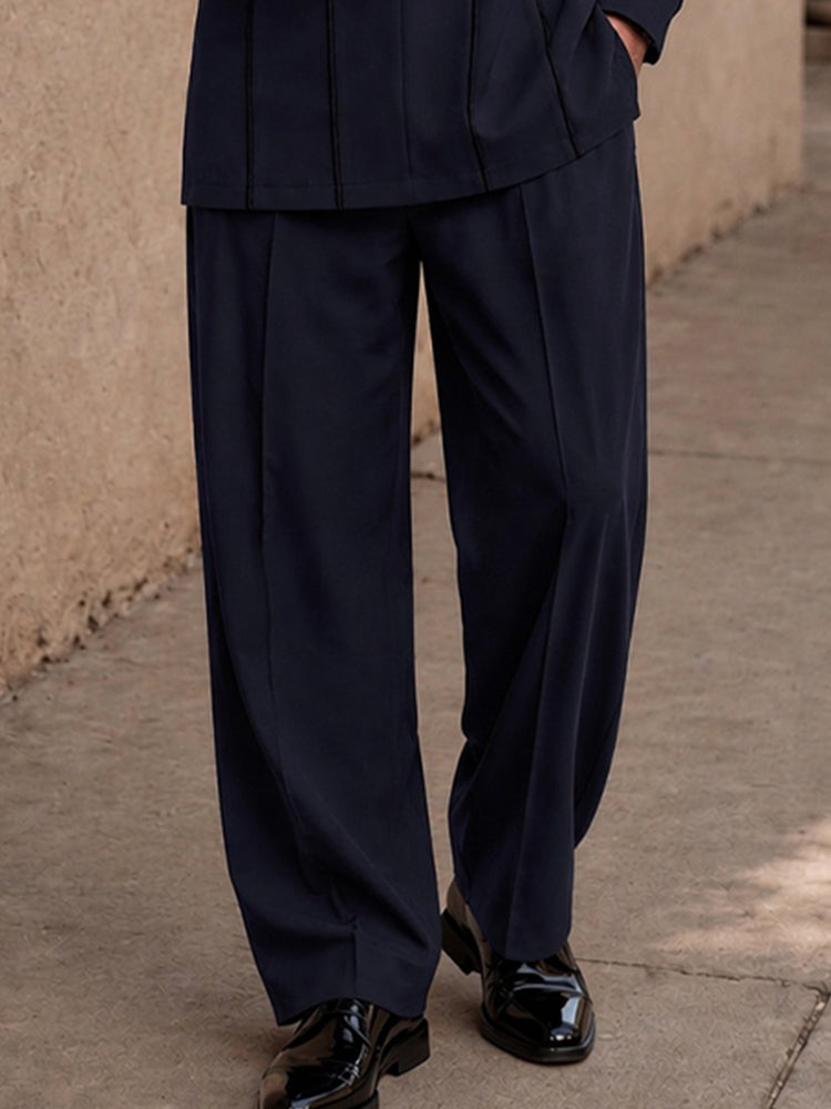 Casual Contrast Line Tunic Shirt Pants Set