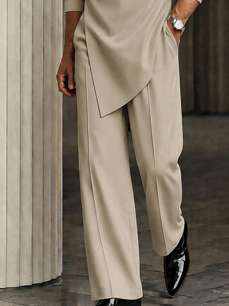 Stylish Asymmetric Hem Double Pocket Shirt Set