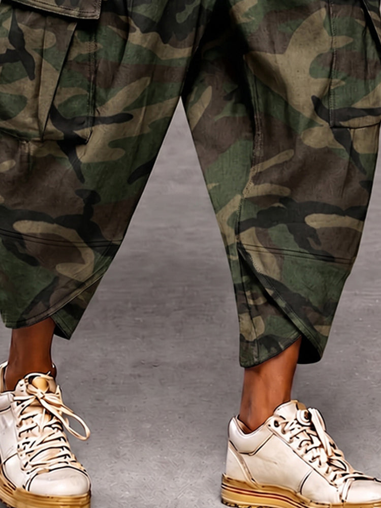 Casual Drop Crotch Cargo Harem Pants