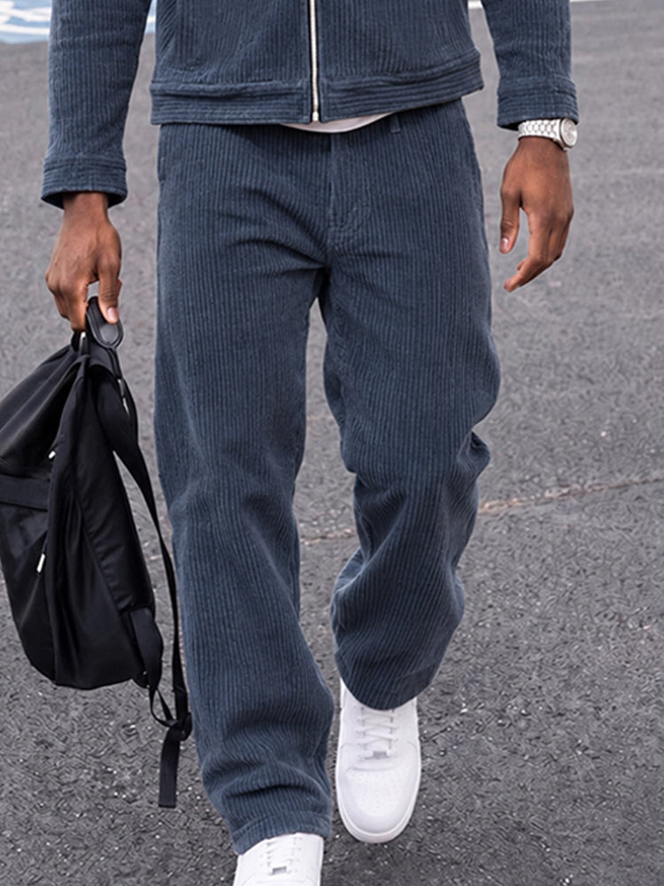 Urban Casual Corduroy Jacket Pants Set