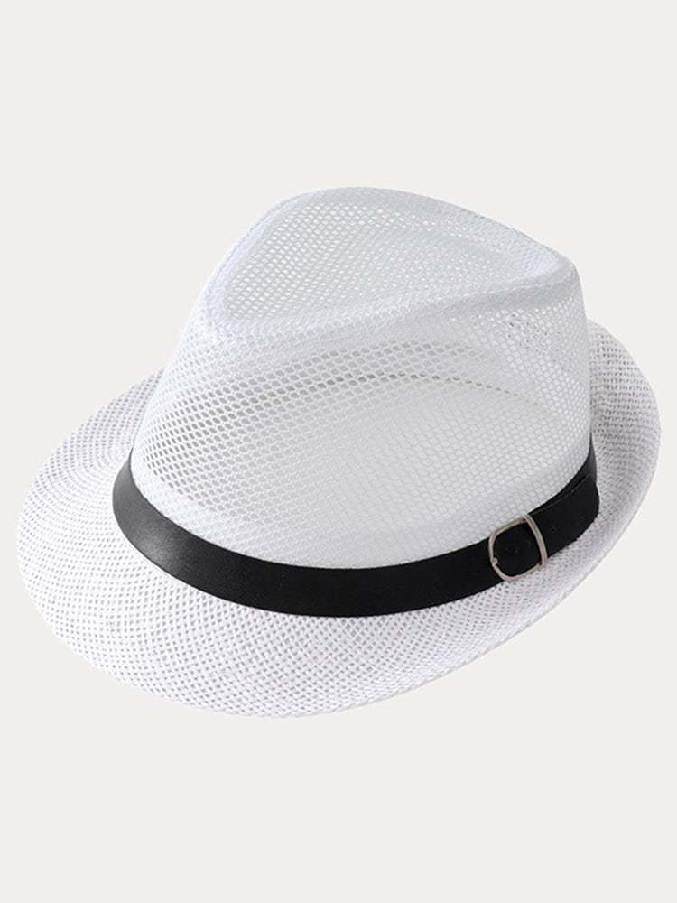 Hollow Weave Panama Fedora with Belt Buckle