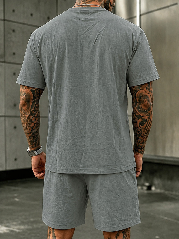 Washed Cotton 2-Piece T-Shirt & Shorts Set