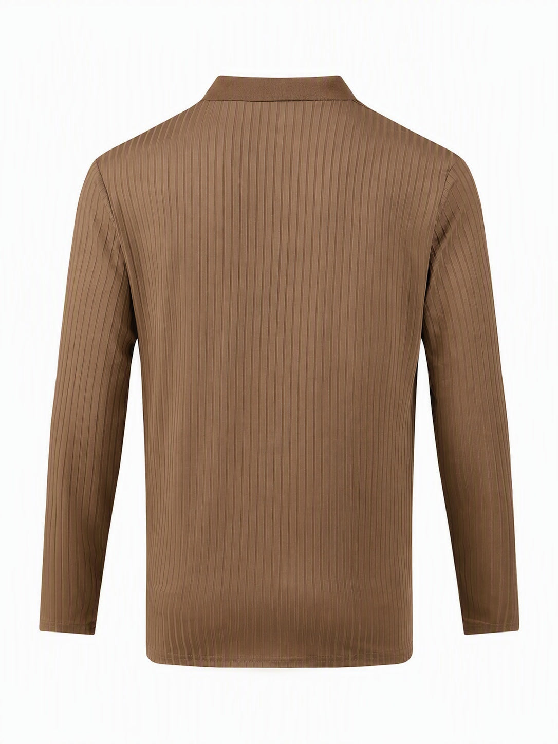 Casual Long Sleeve Ribbed Knit Polo Shirt