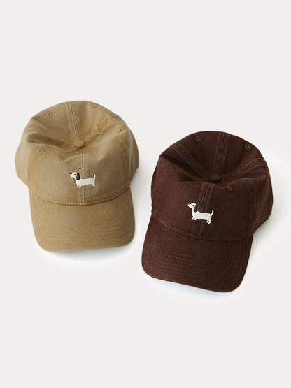 Casual Embroidered Sausage Dog Cotton Baseball Cap