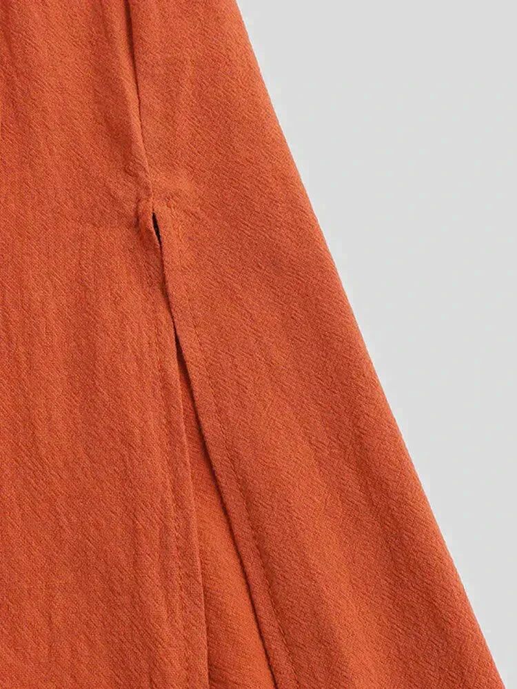 Long Cotton Linen Style Slit Shirt (Live Only)