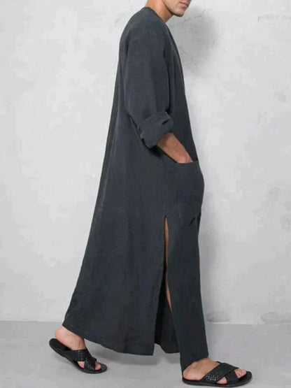 Long Cotton Linen Style Slit Shirt (Live Only)