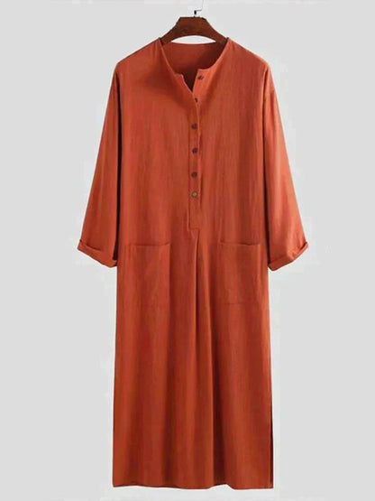 Long Cotton Linen Style Slit Shirt
