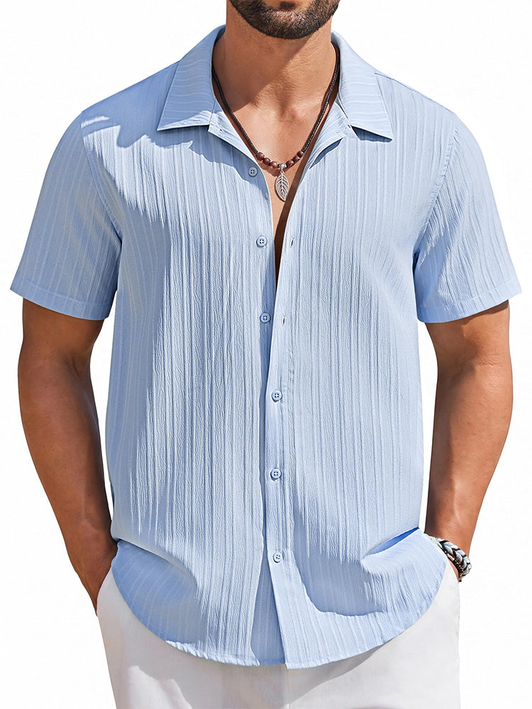 Casual Summer Textured Short Sleeve Shirt (US Only)