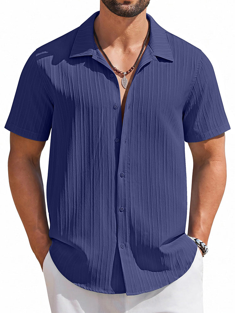 Casual Summer Textured Short Sleeve Shirt (US Only)