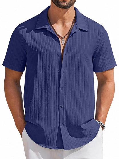 Casual Summer Textured Short Sleeve Shirt (US Only)