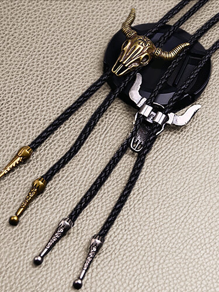 Vintage Cow Skull Bolo Tie Necklace