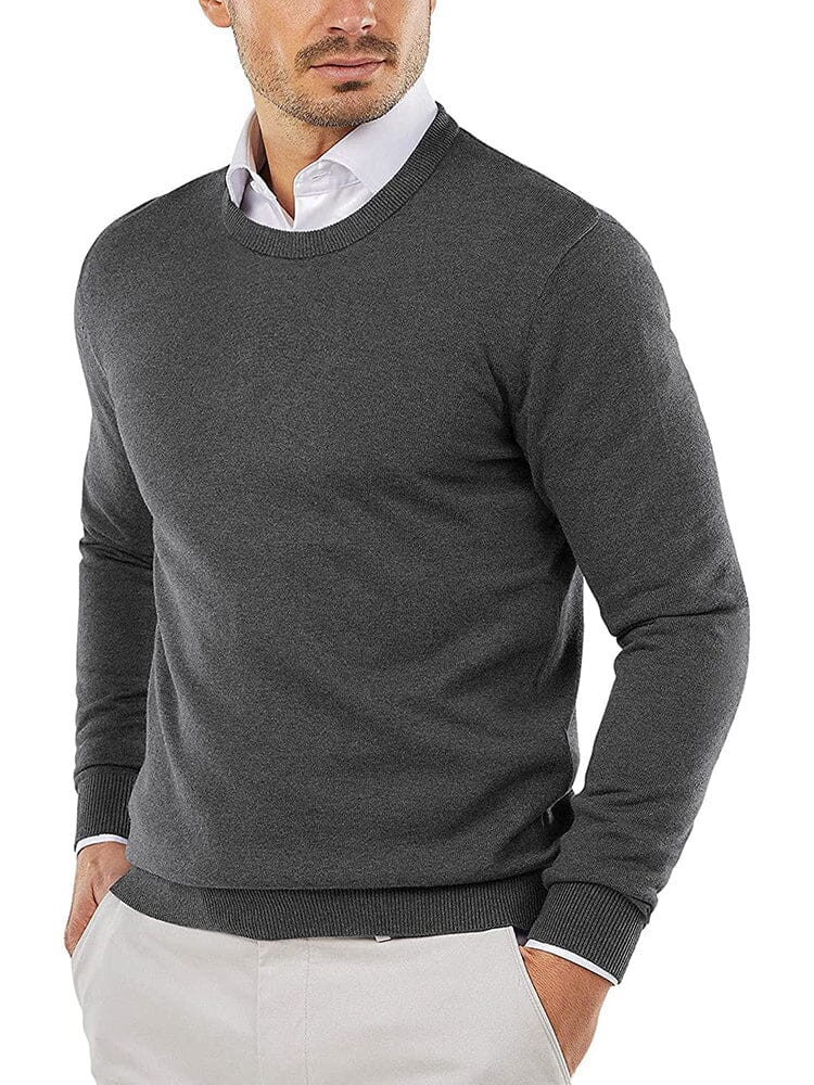 Crew Neck Slim Fit Pullover Knitted Sweater (Live Only)