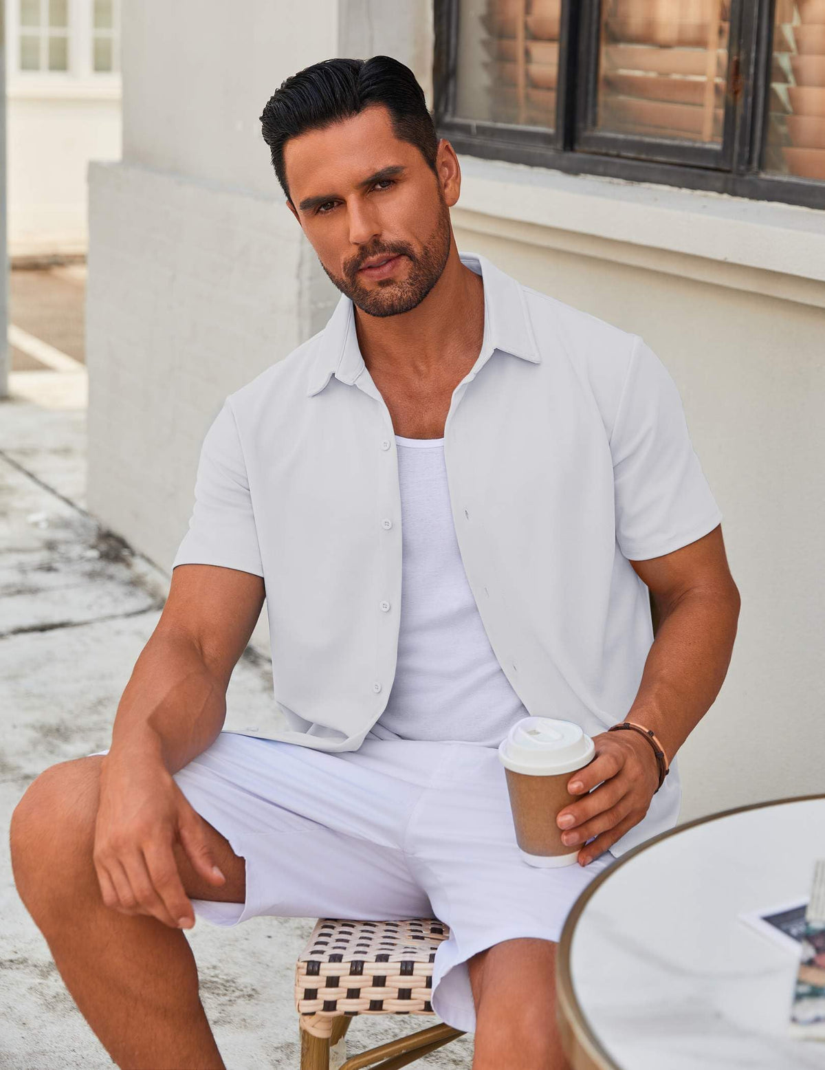 Casual Wrinkle Free Button Down Short Sleeve Shirt (US Only)