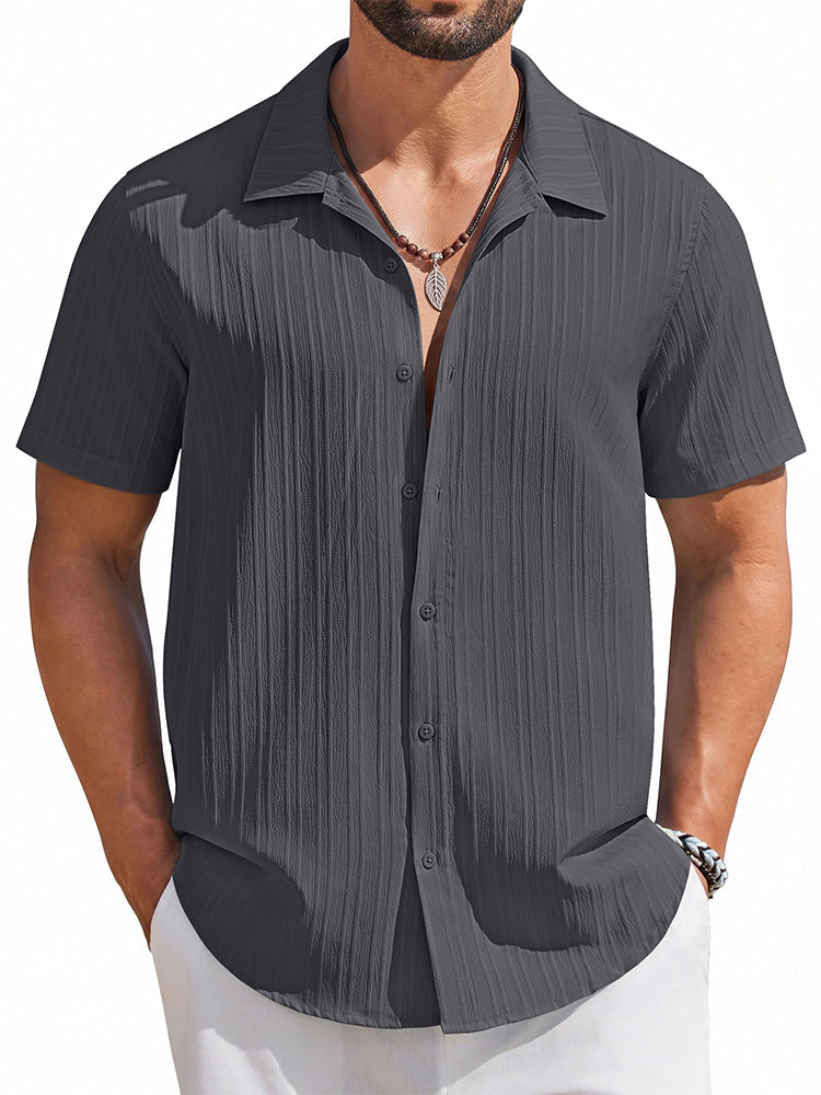 Casual Summer Textured Short Sleeve Shirt (US Only)