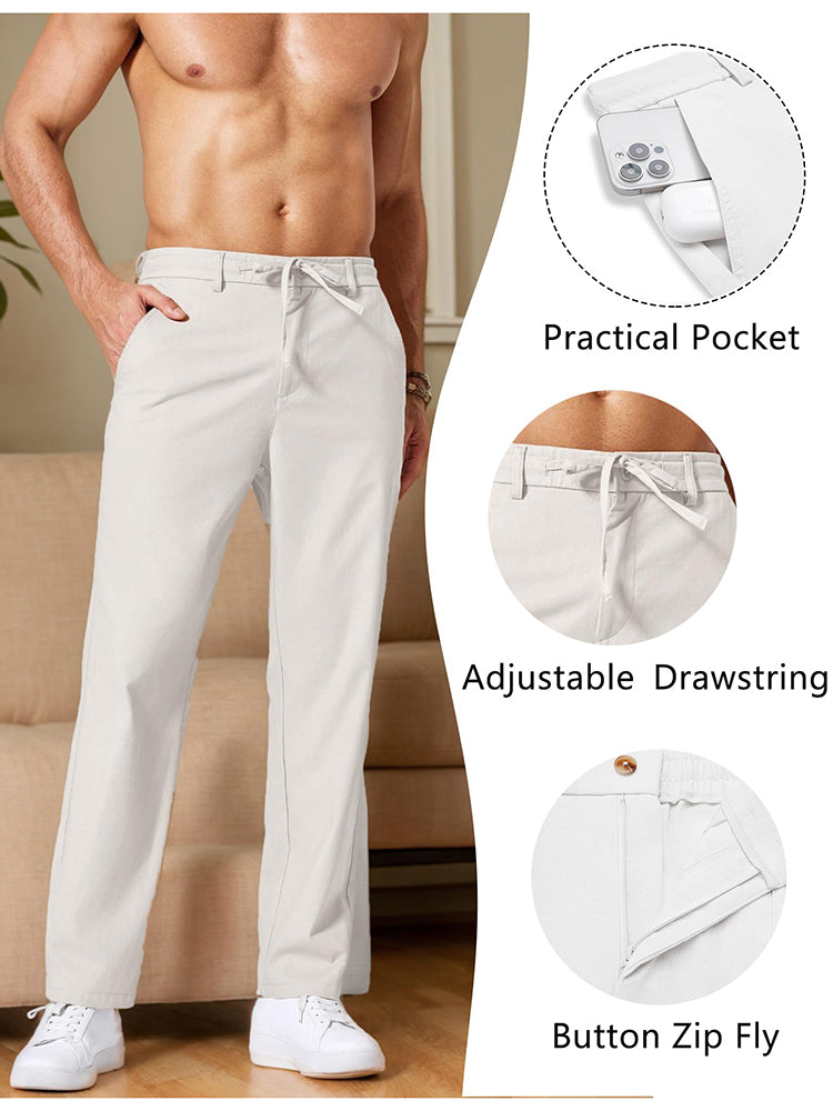 Comfort Lightweight Cotton Linen Drawstring Pants (US Only)