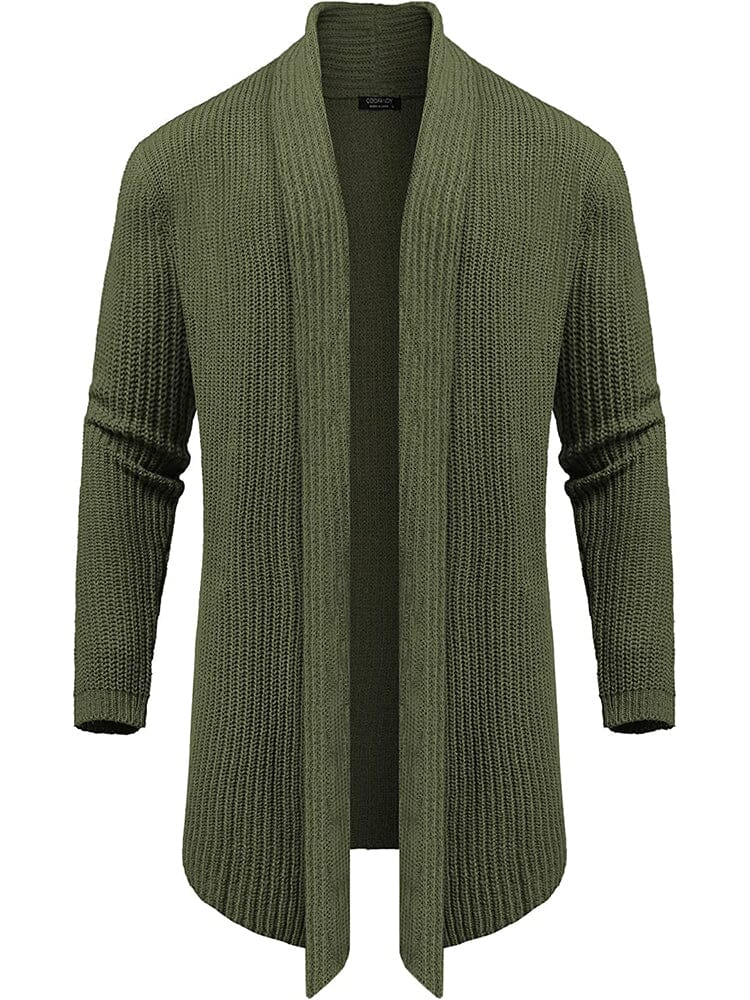 Knit Ruffle Drape Long Cardigan (US Only)