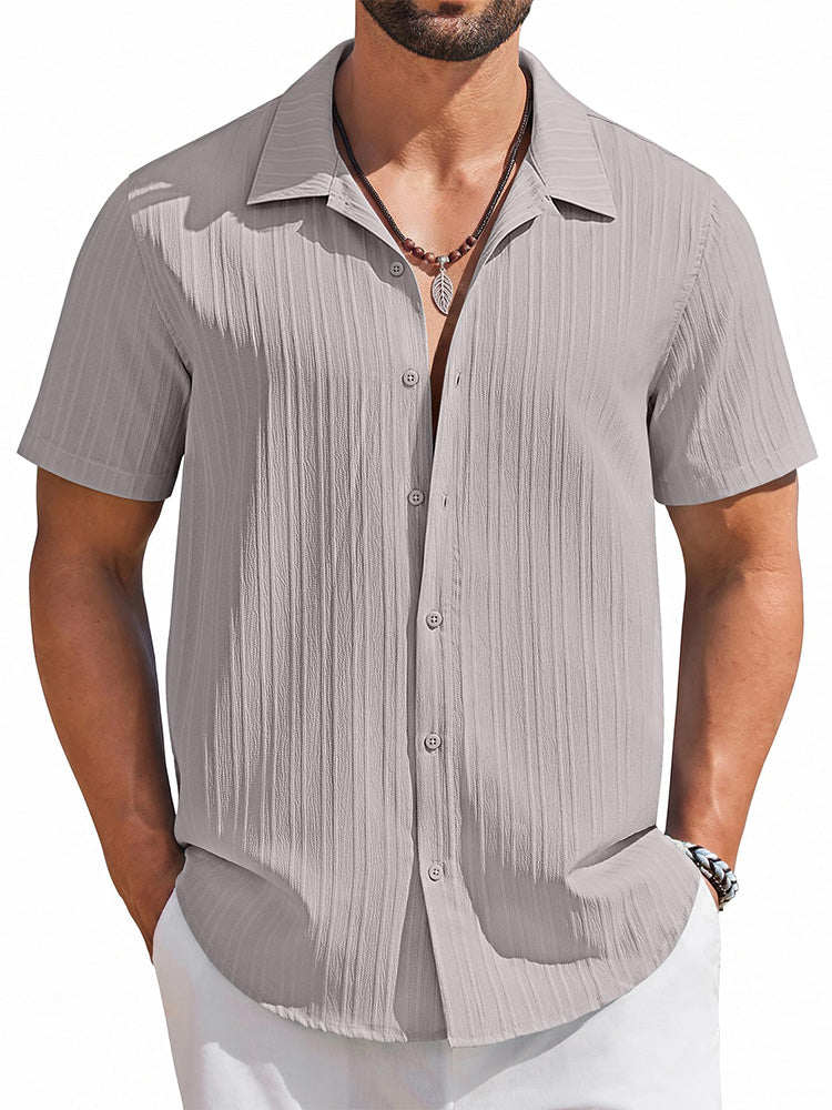 Casual Summer Textured Short Sleeve Shirt (US Only)