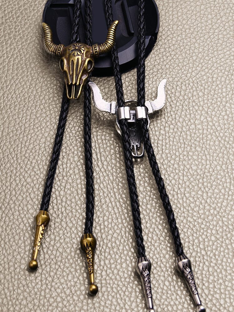 Vintage Cow Skull Bolo Tie Necklace