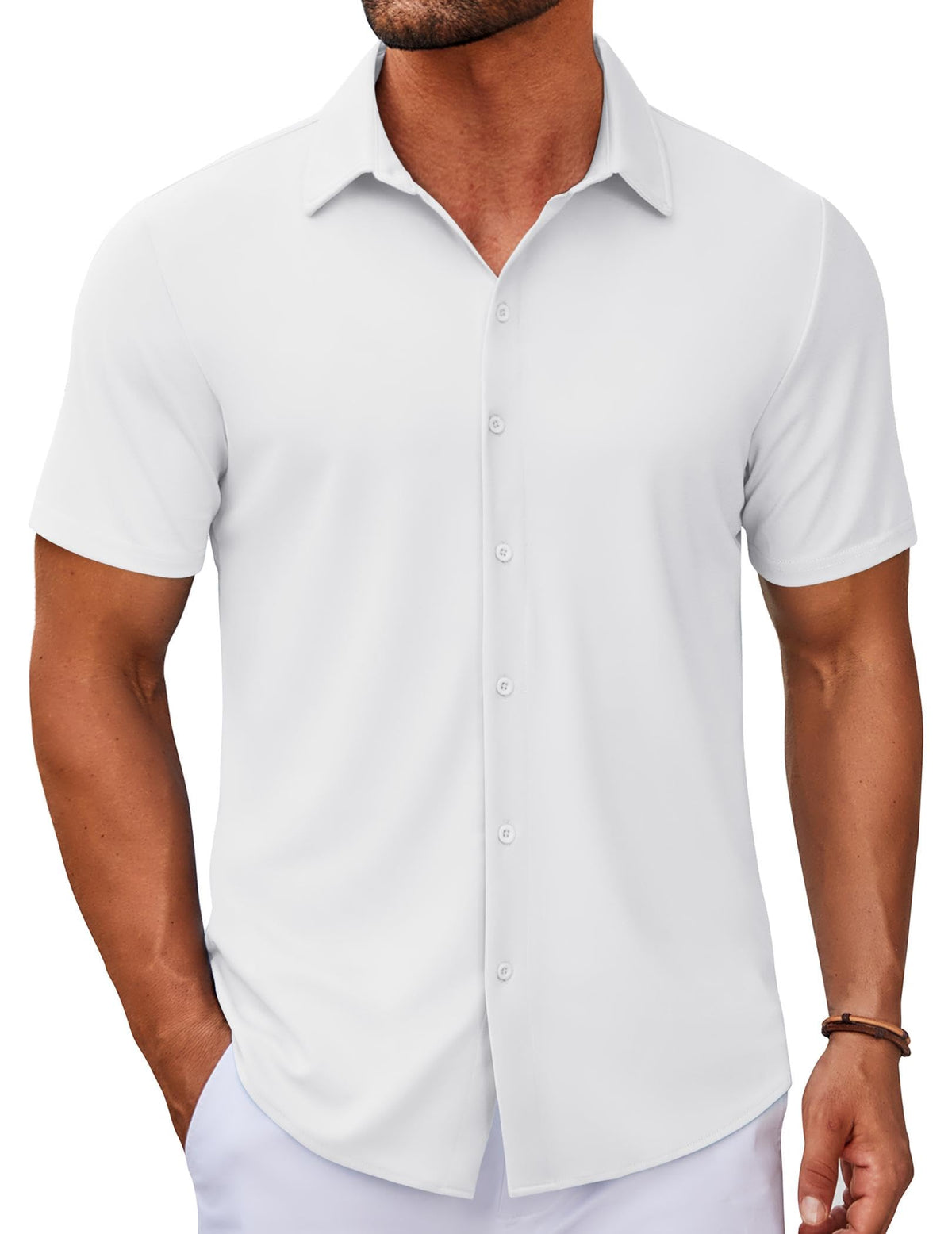 Casual Wrinkle Free Button Down Short Sleeve Shirt (US Only)