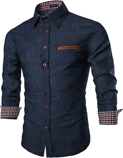 Casual Button Down Denim Shirt with Pocket (US Only)