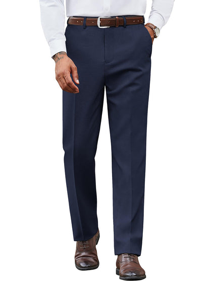 Casual Flat Front Expandable Waist Dress Pants (US Only)