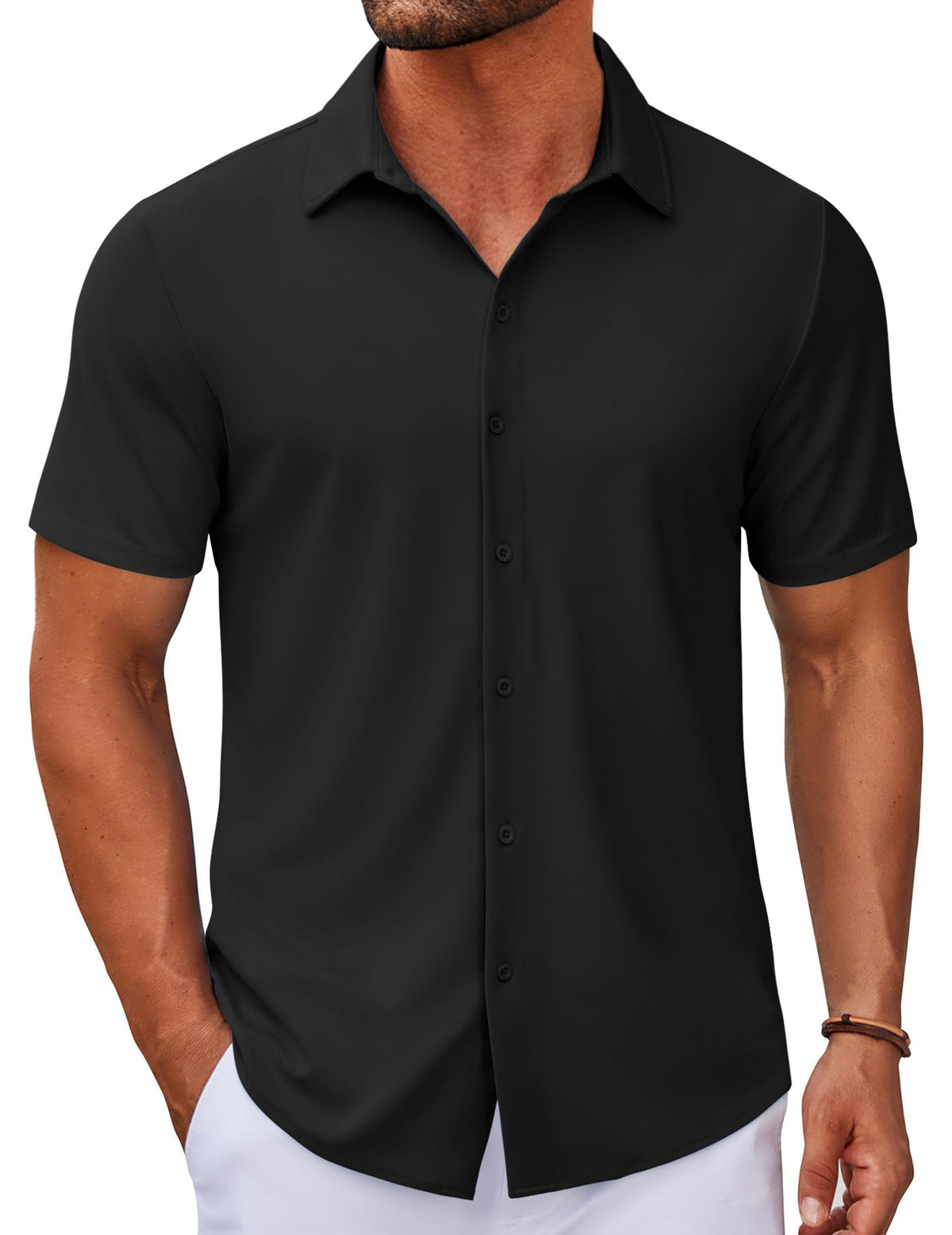 Casual Wrinkle Free Button Down Short Sleeve Shirt (US Only)