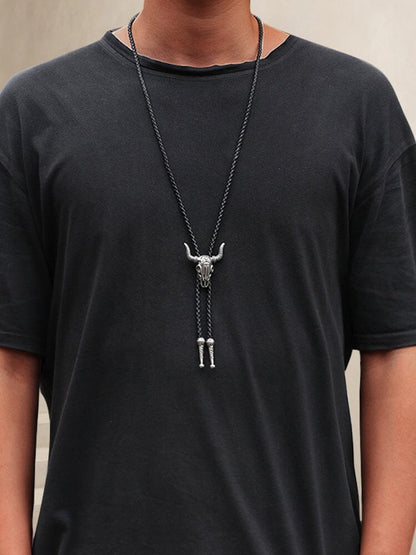 Vintage Cow Skull Bolo Tie Necklace