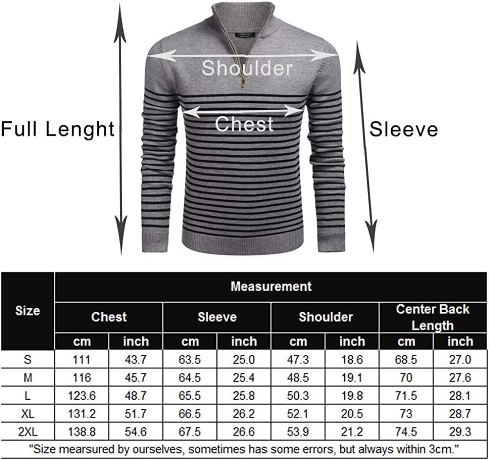 Striped Zip Up Mock Neck Pullover Sweaters (US Only)