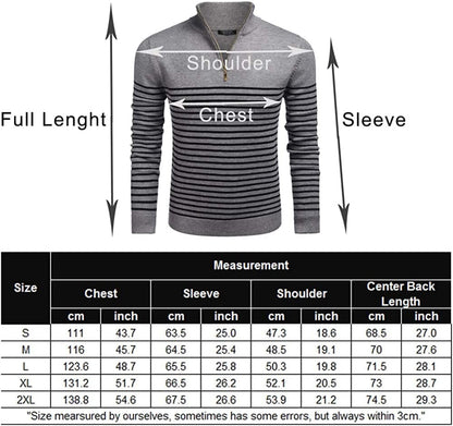 Striped Zip Up Mock Neck Pullover Sweaters (US Only)