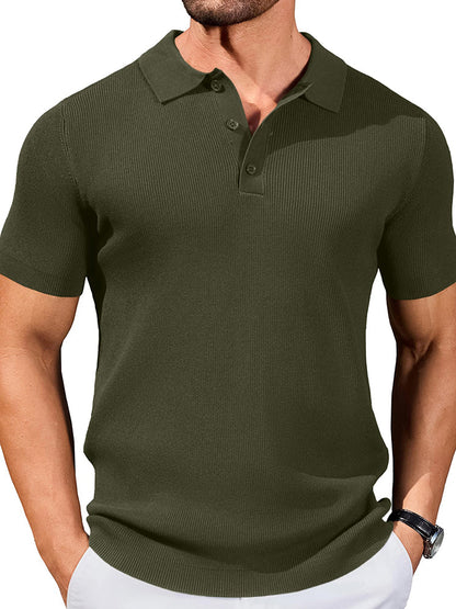 Ribbed Knit Textured Polo Shirt (US Only)