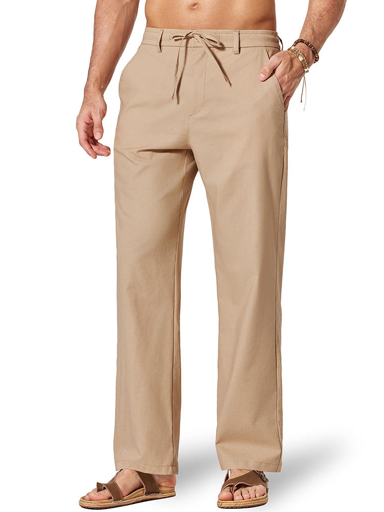 Comfort Lightweight Cotton Linen Drawstring Pants (US Only)