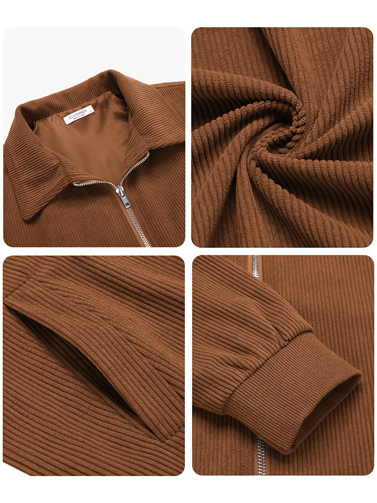 Casual Zip Up Corduroy Bomber Jacket (US Only)